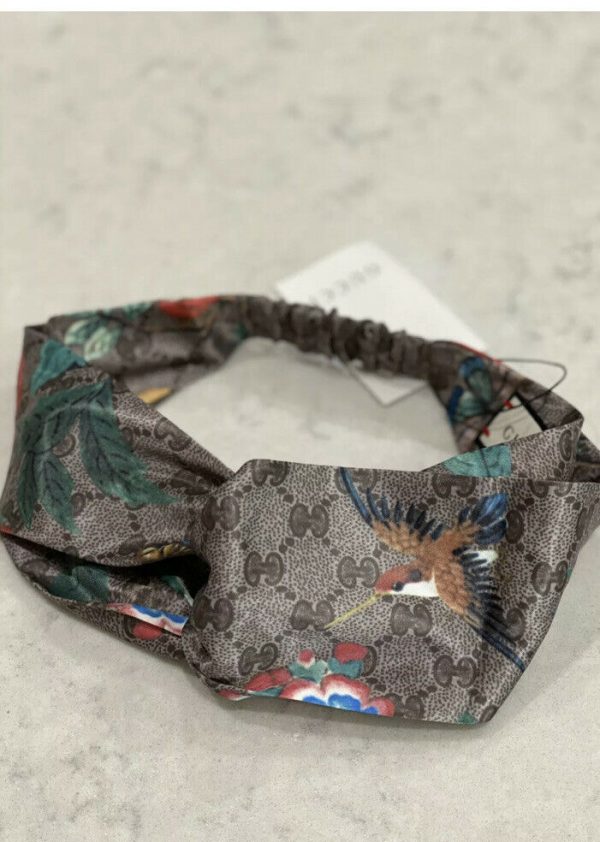 Authentic Gucci HEADBAND Hairband GG Logo Silk 100% Stretch Brand New With Tags