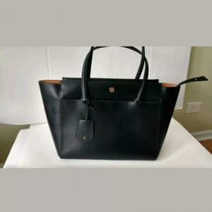 $298 - Tory Burch Parker Large Tote leather Black (Cardamom inside) Authentic