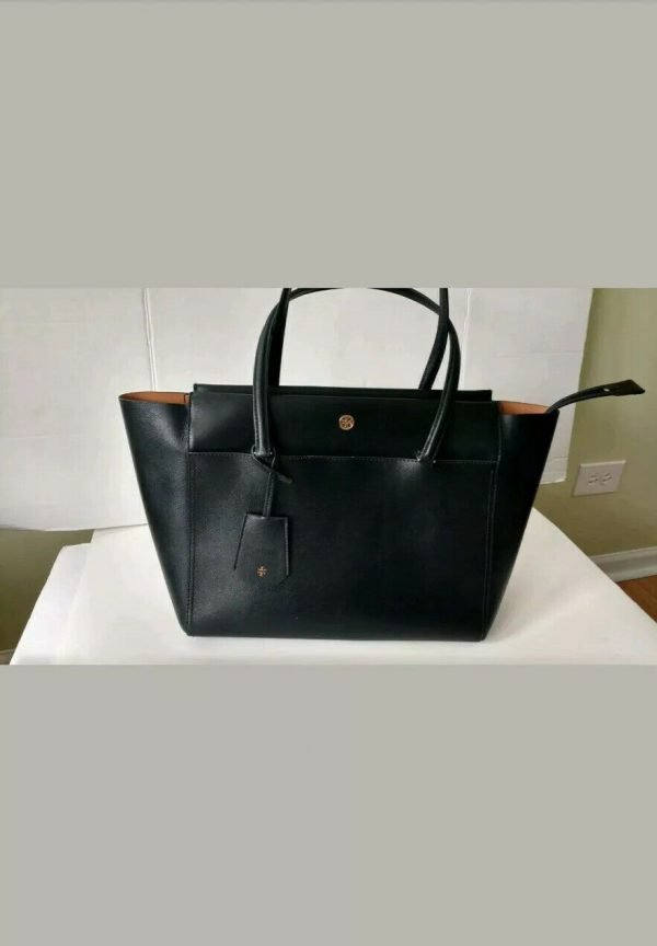 $298 - Tory Burch Parker Large Tote leather Black (Cardamom inside) Authentic