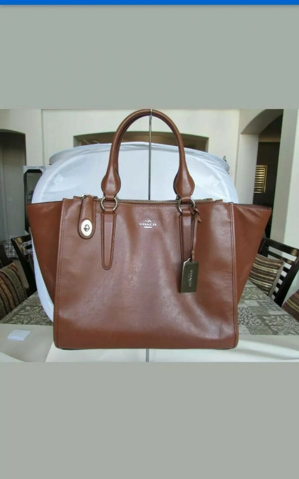 Coach 33545 Smooth Leather Crosby Carryall SV Saddle Brown Satchel Bag 07024935 - Image 3