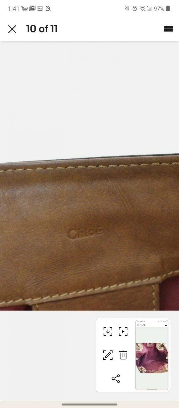 Authentic CHLOE Victoria Logos Shoulder Bag Leather Brown Gold Romania 63EM485 - Image 12