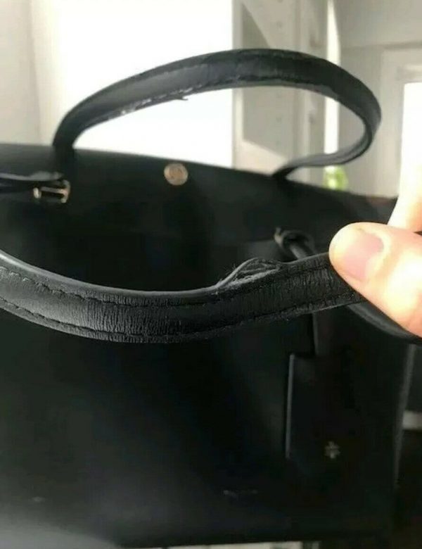 $298 - Tory Burch Parker Large Tote leather Black (Cardamom inside) Authentic - Image 9