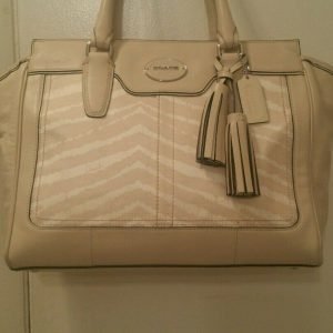Coach Legacy Zebra Print Candace Carryall - Light Sand handbag purse tote $398