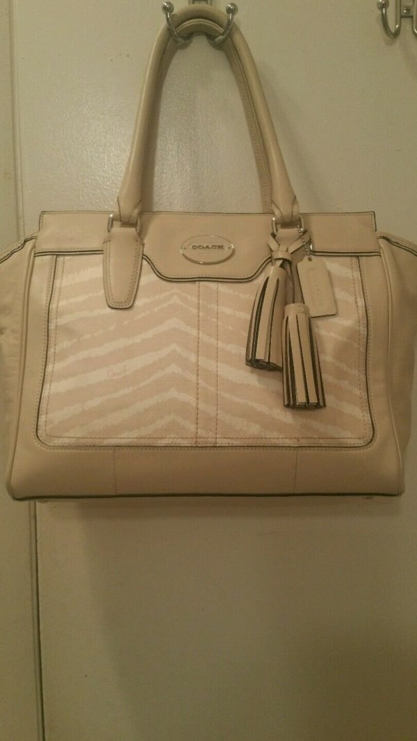 Coach Legacy Zebra Print Candace Carryall - Light Sand handbag purse tote $398