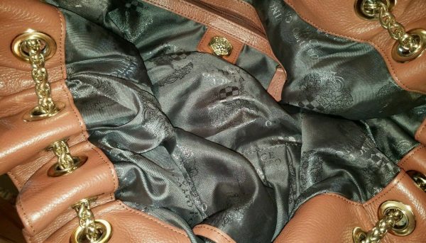Vince Camuto Jack Hobo Handbag X-Large caramel Leather Draw String Gold $298 - Image 11