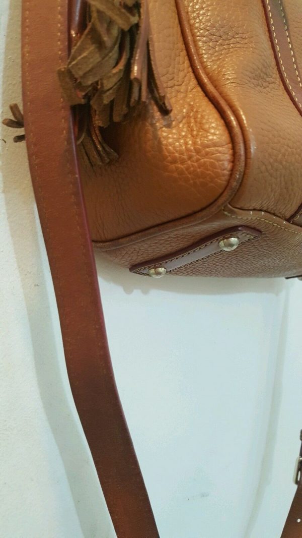 Dooney & Bourke Caramel Tan Pebble Leather Medium Pocket Satchel Tassel Carmel - Image 10