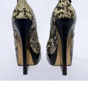 Fendi Heels Platform Pumps Crocodile Leather 39.5/9 US Made In Italy