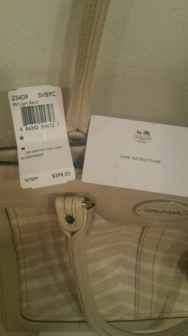 Coach Legacy Zebra Print Candace Carryall - Light Sand handbag purse tote $398 - Image 2