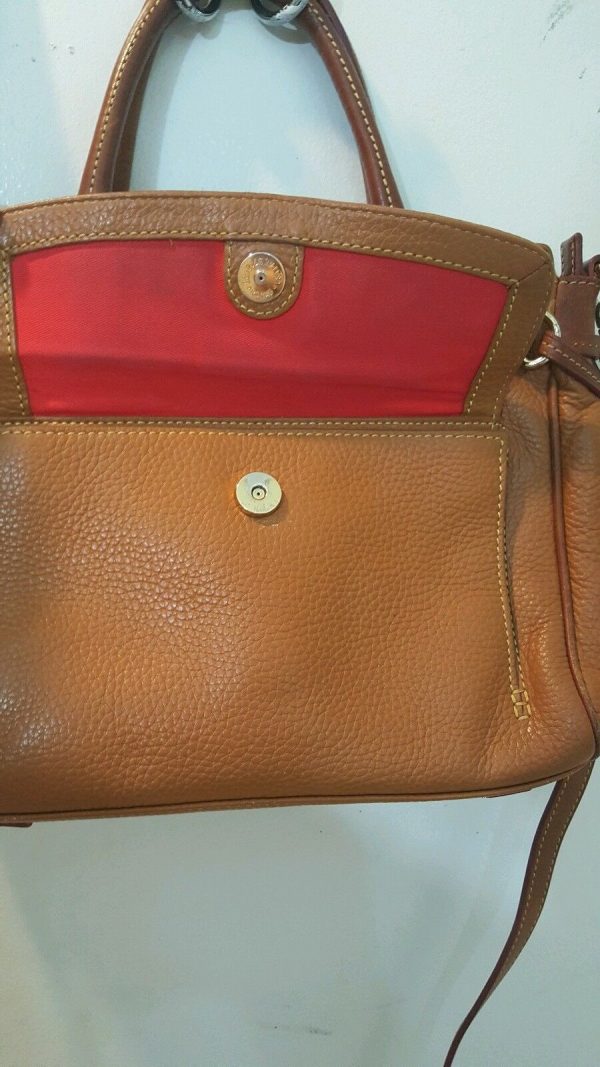 Dooney & Bourke Caramel Tan Pebble Leather Medium Pocket Satchel Tassel Carmel - Image 2