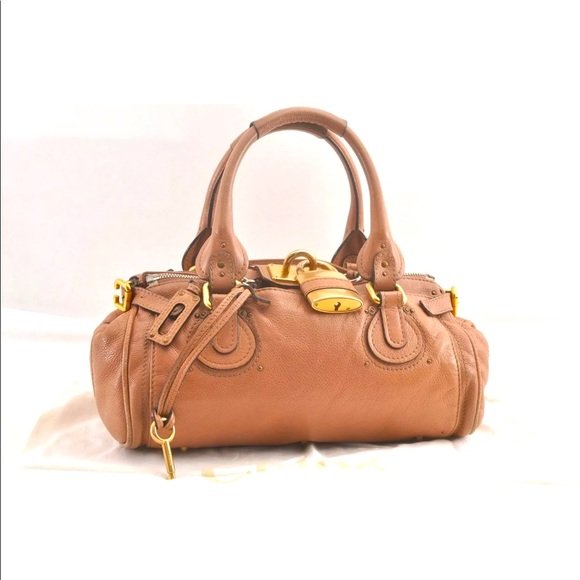 Authentic Chloe Paddington Handbag Leather Pink